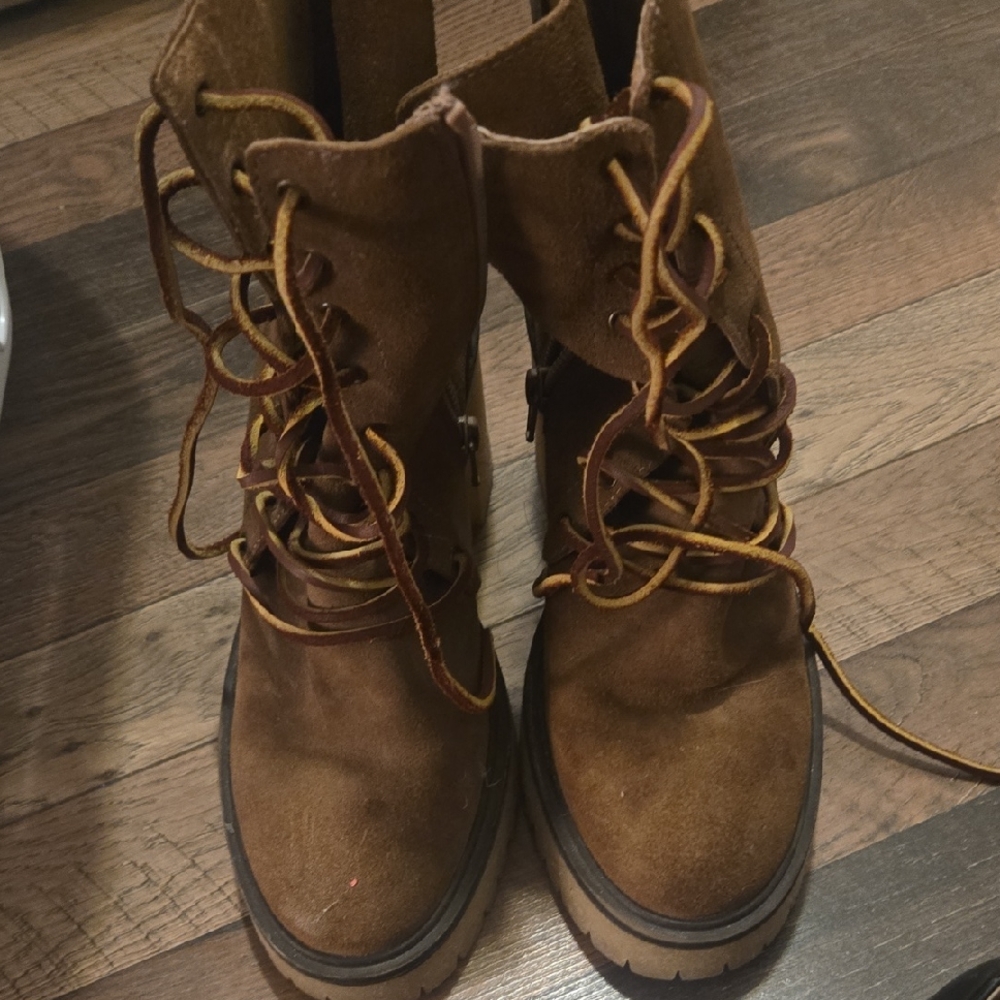 Free People Tan Lace-Up Women's Boots